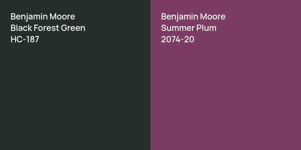 Benjamin Moore Black Forest Green vs. Benjamin Moore Summer Plum