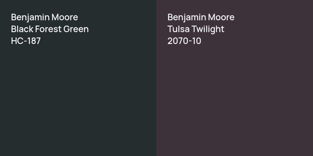 Benjamin Moore Black Forest Green vs. Benjamin Moore Tulsa Twilight