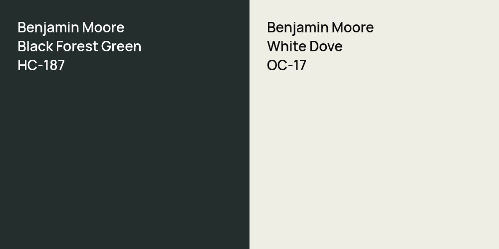 Benjamin Moore Black Forest Green vs. Benjamin Moore White Dove