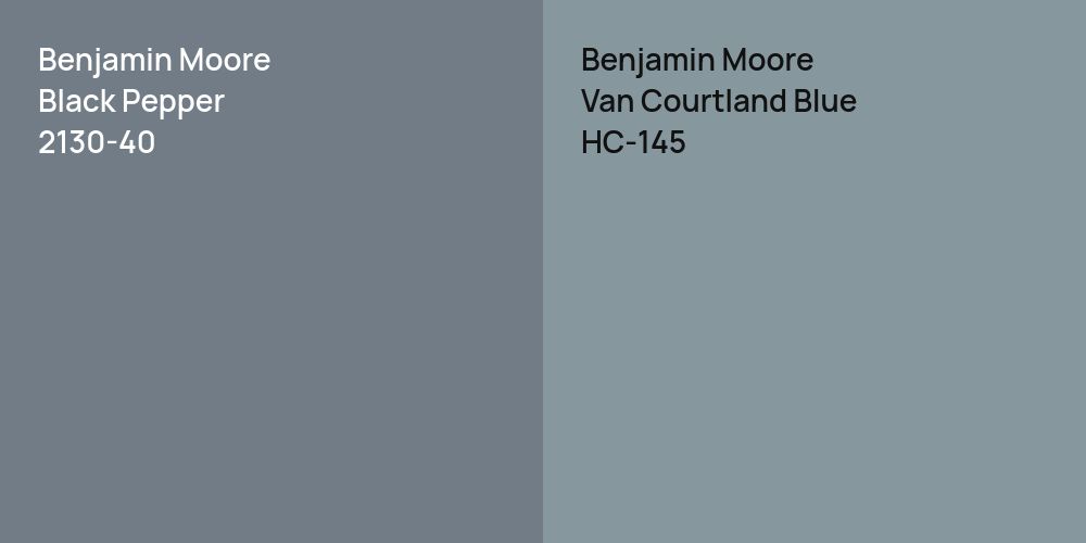 Benjamin Moore Black Pepper vs. Benjamin Moore Van Courtland Blue