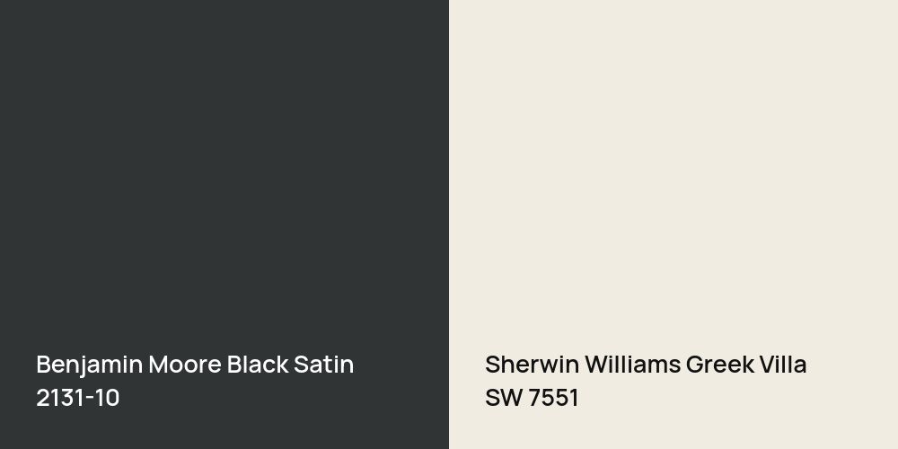 Benjamin Moore Black Satin vs. Sherwin Williams Greek Villa