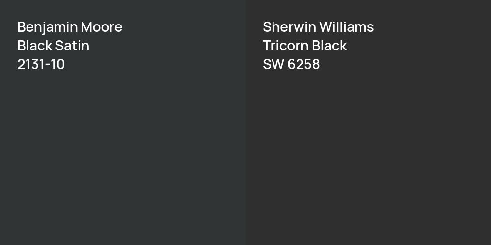 Benjamin Moore Black Satin vs. Sherwin Williams Tricorn Black