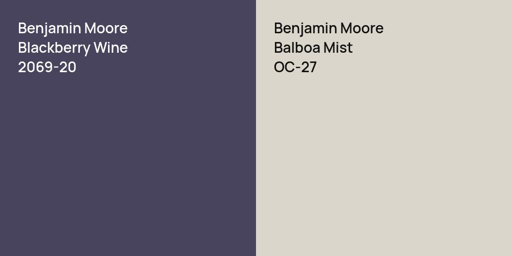 Benjamin Moore Blackberry Wine vs. Benjamin Moore Balboa Mist