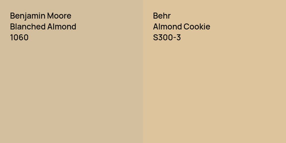 Benjamin Moore Blanched Almond vs. Behr Almond Cookie