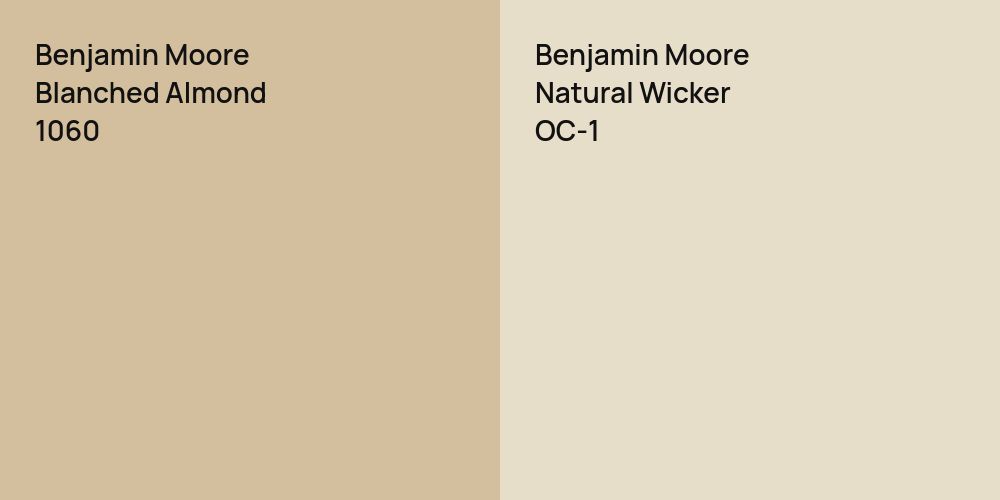 Benjamin Moore Blanched Almond vs. Benjamin Moore Natural Wicker