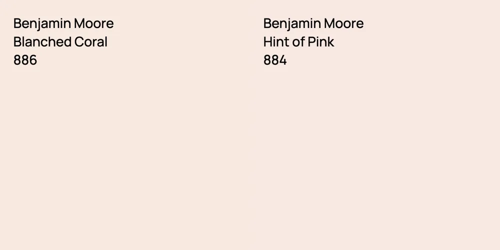 Benjamin Moore Blanched Coral vs. Benjamin Moore Hint of Pink