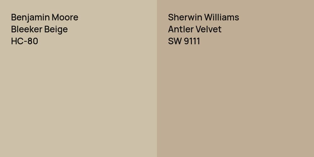 Benjamin Moore Bleeker Beige vs. Sherwin Williams Antler Velvet