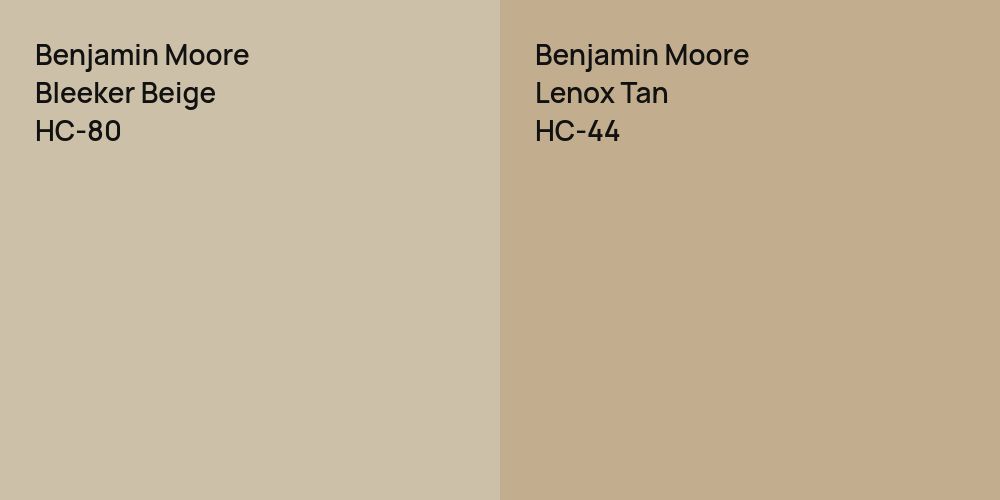 Benjamin Moore Bleeker Beige vs. Benjamin Moore Lenox Tan