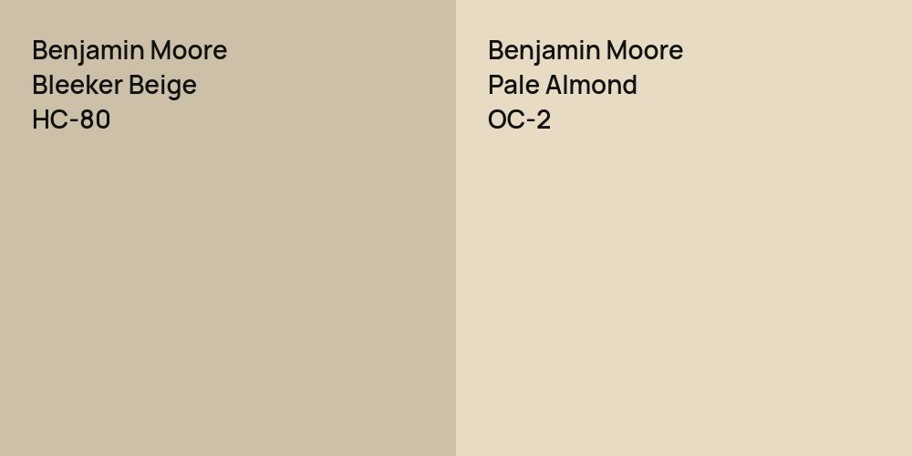 Benjamin Moore Bleeker Beige vs. Benjamin Moore Pale Almond