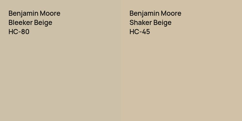 Benjamin Moore Bleeker Beige vs. Benjamin Moore Shaker Beige