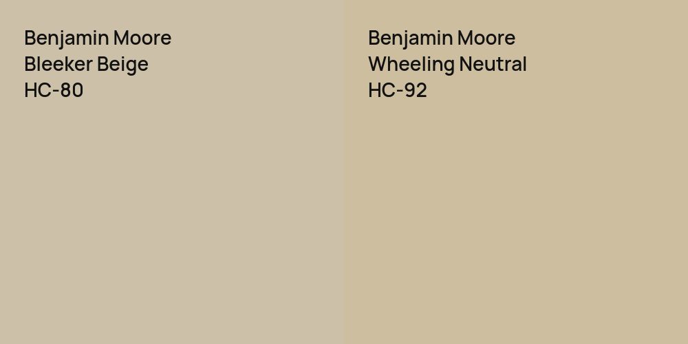 Benjamin Moore Bleeker Beige vs. Benjamin Moore Wheeling Neutral