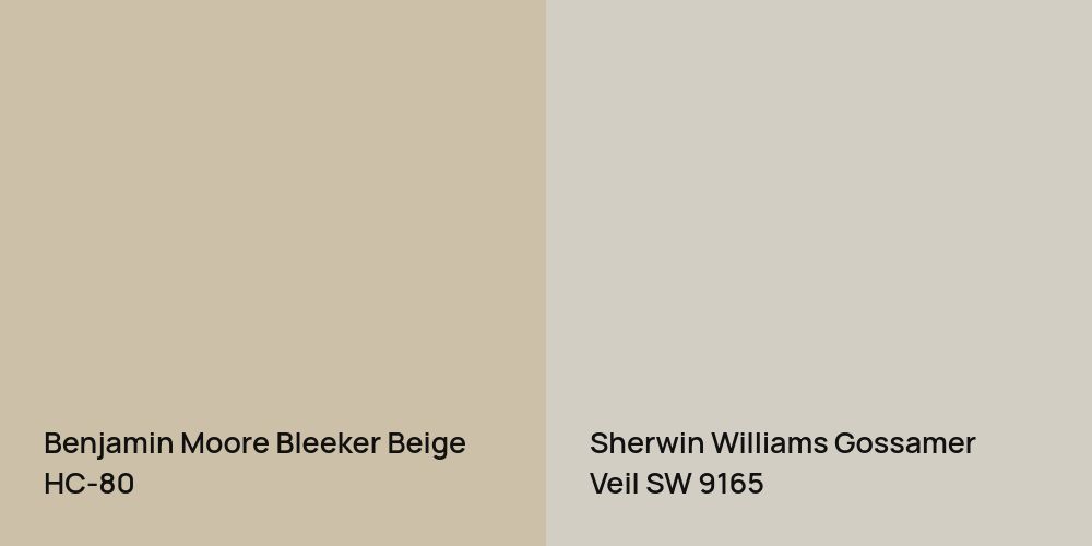 Benjamin Moore Bleeker Beige vs. Sherwin Williams Gossamer Veil