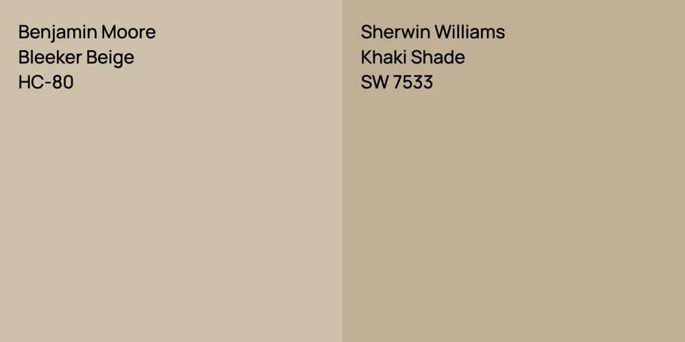 Benjamin Moore Bleeker Beige vs. Sherwin Williams Khaki Shade