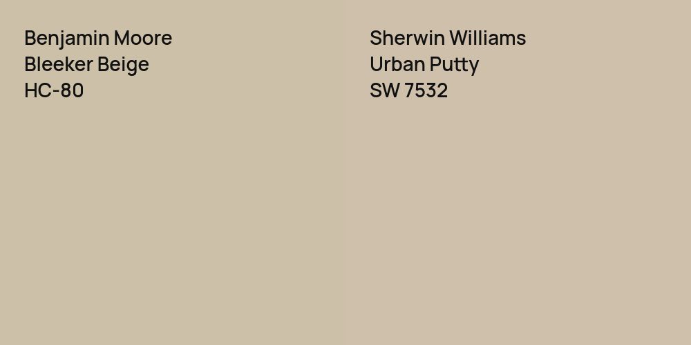 Benjamin Moore Bleeker Beige vs. Sherwin Williams Urban Putty