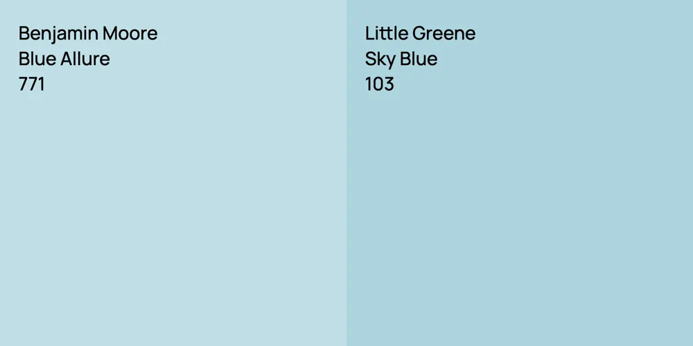 Benjamin Moore Blue Allure vs. Little Greene Sky Blue