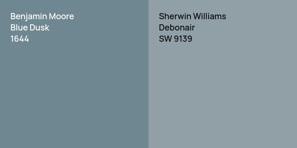 Benjamin Moore Blue Dusk vs. Sherwin Williams Debonair