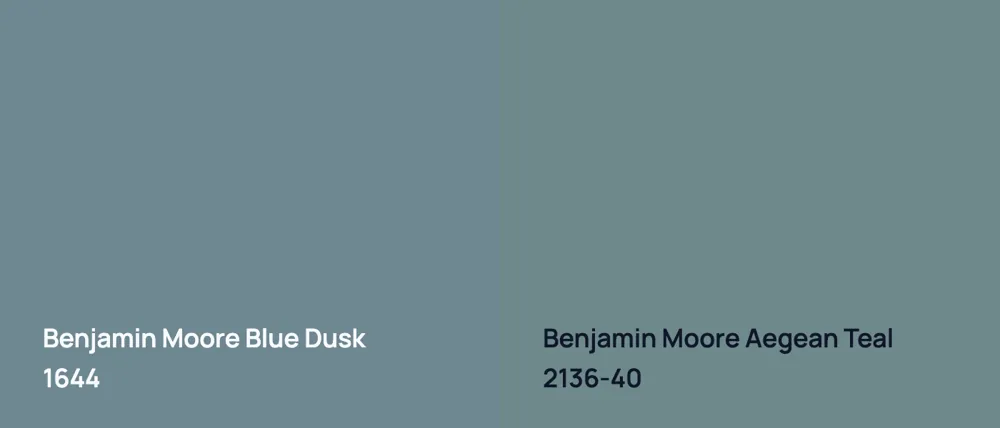Benjamin Moore Blue Dusk 1644 vs Benjamin Moore Aegean Teal 2136-40