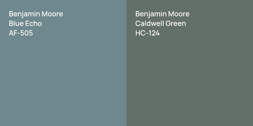 Benjamin Moore Blue Echo vs. Benjamin Moore Caldwell Green