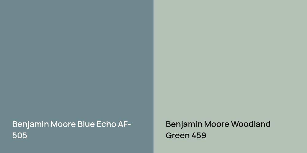 Benjamin Moore Blue Echo vs. Benjamin Moore Woodland Green