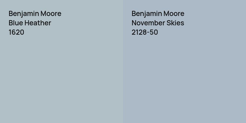 Benjamin Moore Blue Heather vs. Benjamin Moore November Skies