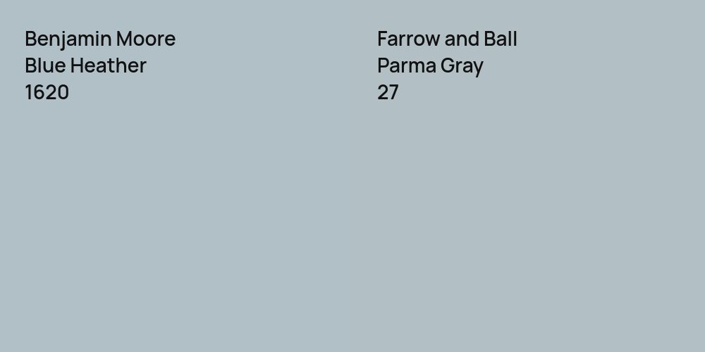 Benjamin Moore Blue Heather vs. Farrow and Ball Parma Gray