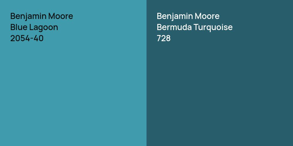 Benjamin Moore Blue Lagoon vs. Benjamin Moore Bermuda Turquoise comparison