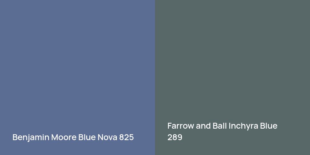 Benjamin Moore Blue Nova vs. Farrow and Ball Inchyra Blue