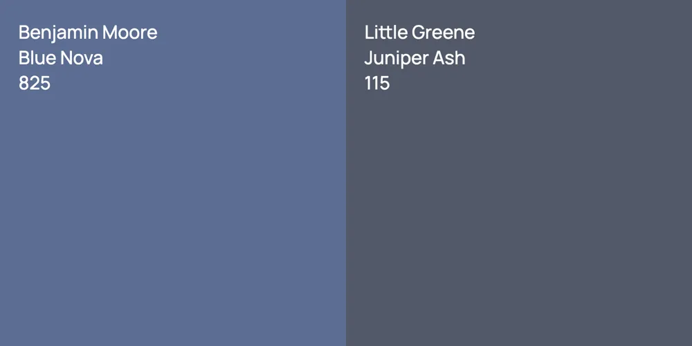 Benjamin Moore Blue Nova vs. Little Greene Juniper Ash