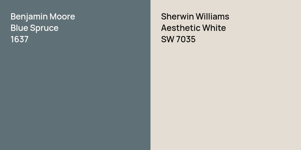 Benjamin Moore Blue Spruce vs. Sherwin Williams Aesthetic White