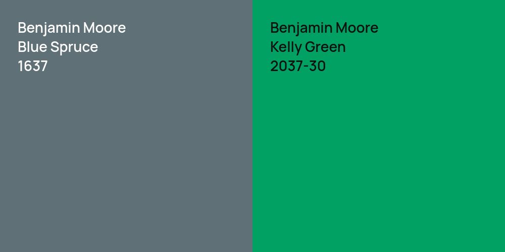 Benjamin Moore Blue Spruce vs. Benjamin Moore Kelly Green