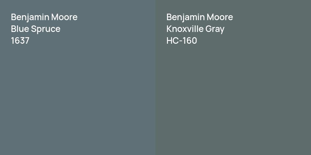 Benjamin Moore Blue Spruce vs. Benjamin Moore Knoxville Gray