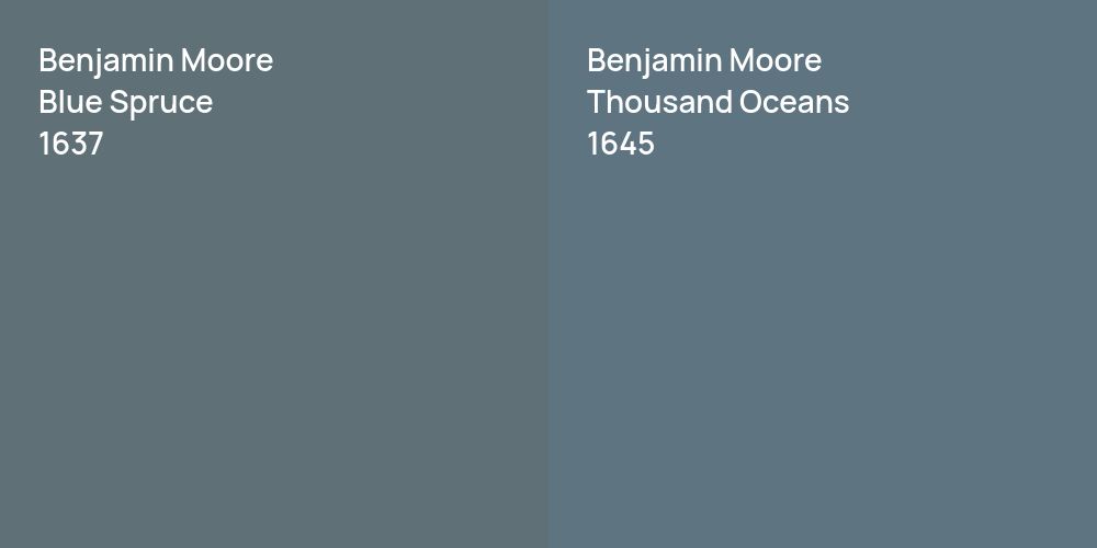 Benjamin Moore Blue Spruce vs. Benjamin Moore Thousand Oceans