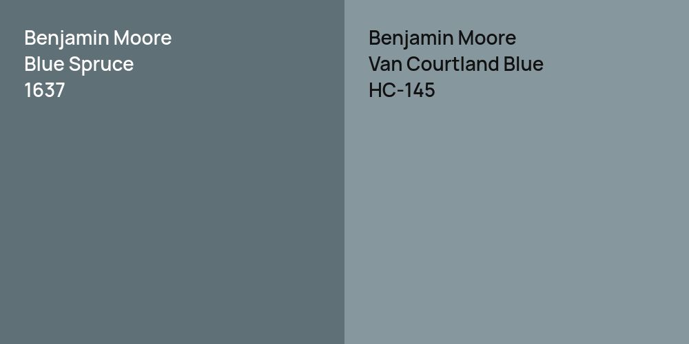 Benjamin Moore Blue Spruce vs. Benjamin Moore Van Courtland Blue