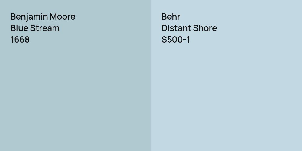 Benjamin Moore Blue Stream vs. Behr Distant Shore