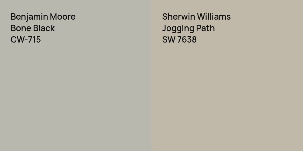 Benjamin Moore Bone Black vs. Sherwin Williams Jogging Path