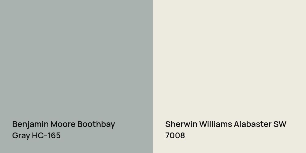 Benjamin Moore Boothbay Gray vs. Sherwin Williams Alabaster