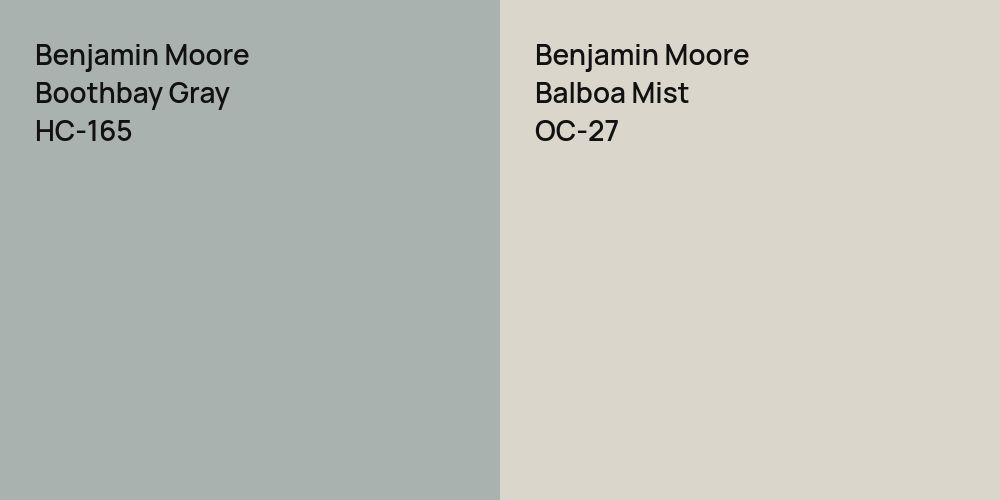 Benjamin Moore Boothbay Gray vs. Benjamin Moore Balboa Mist