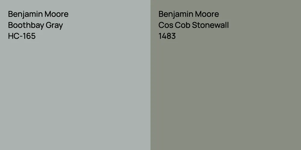 Benjamin Moore Boothbay Gray vs. Benjamin Moore Cos Cob Stonewall