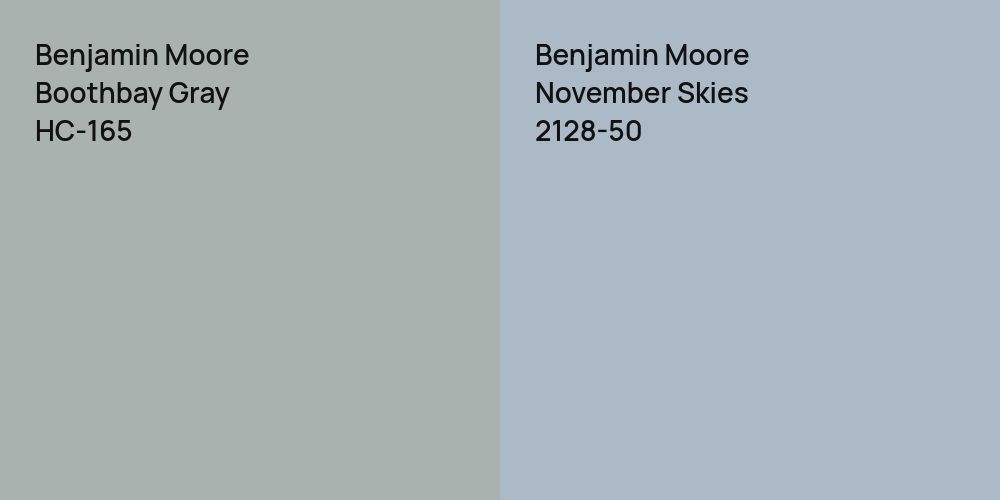 Benjamin Moore Boothbay Gray vs. Benjamin Moore November Skies