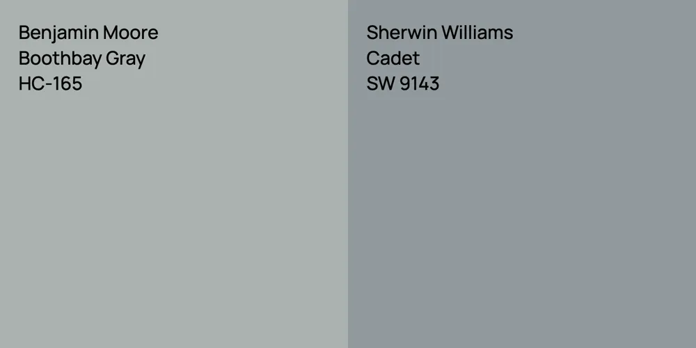 Benjamin Moore Boothbay Gray vs. Sherwin Williams Cadet