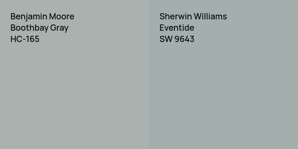 Benjamin Moore Boothbay Gray vs. Sherwin Williams Eventide