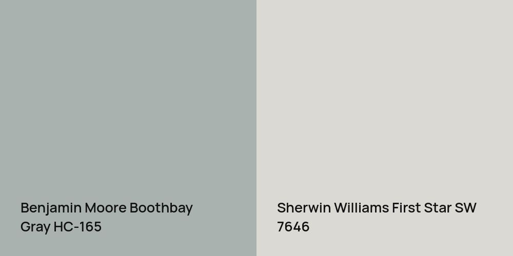 Benjamin Moore Boothbay Gray vs. Sherwin Williams First Star