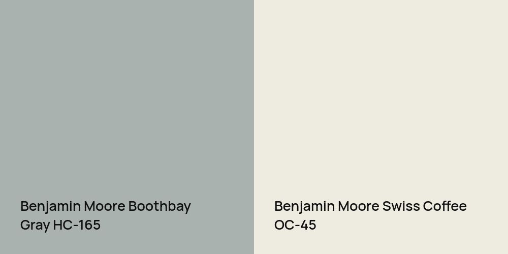 Benjamin Moore Boothbay Gray vs. Benjamin Moore Swiss Coffee