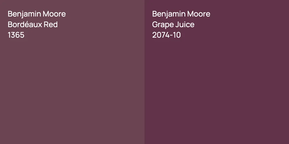 Benjamin Moore Bordéaux Red vs. Benjamin Moore Grape Juice