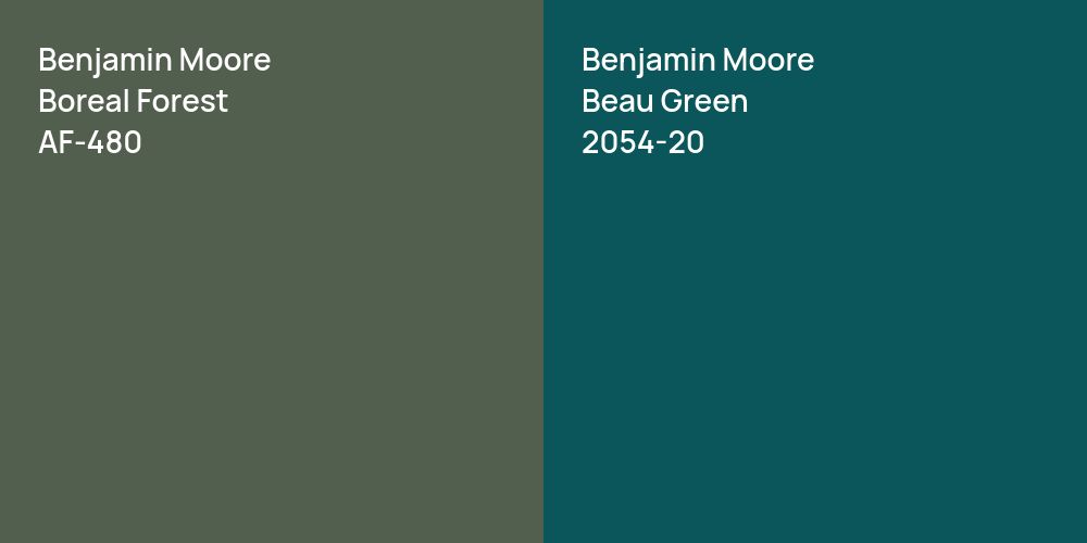 Benjamin Moore Boreal Forest vs. Benjamin Moore Beau Green