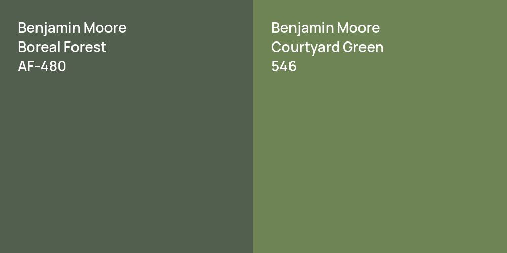 Benjamin Moore Boreal Forest vs. Benjamin Moore Courtyard Green