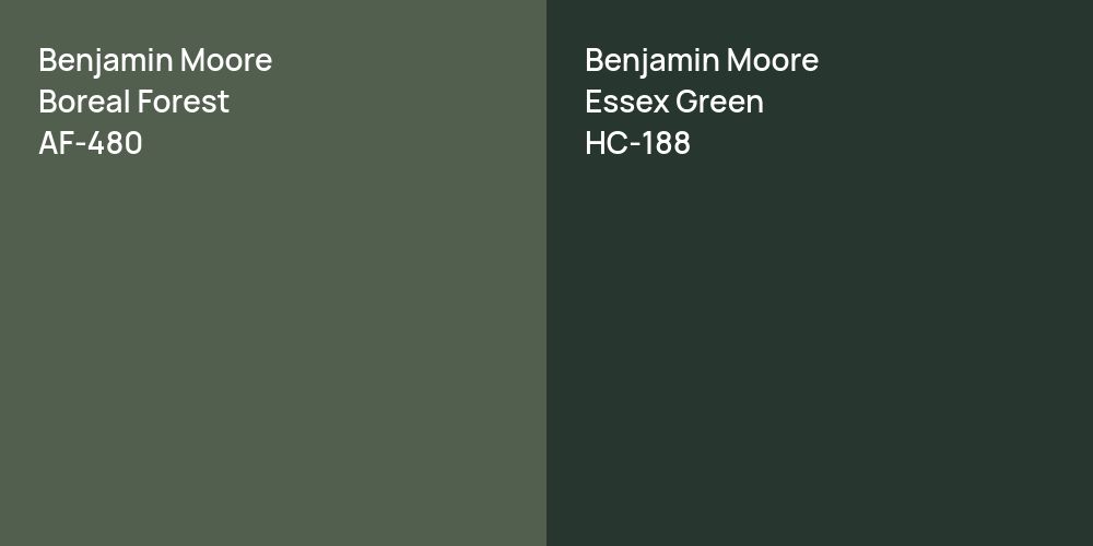 Benjamin Moore Boreal Forest vs. Benjamin Moore Essex Green