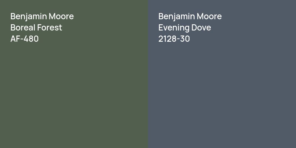 Benjamin Moore Boreal Forest vs. Benjamin Moore Evening Dove