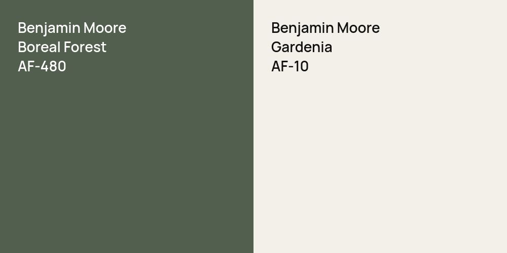 Benjamin Moore Boreal Forest vs. Benjamin Moore Gardenia