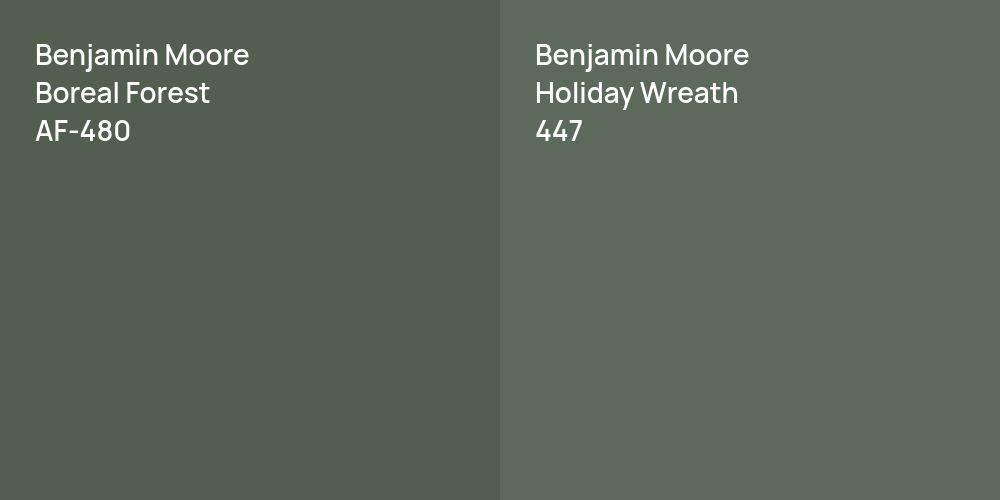 Benjamin Moore Boreal Forest vs. Benjamin Moore Holiday Wreath